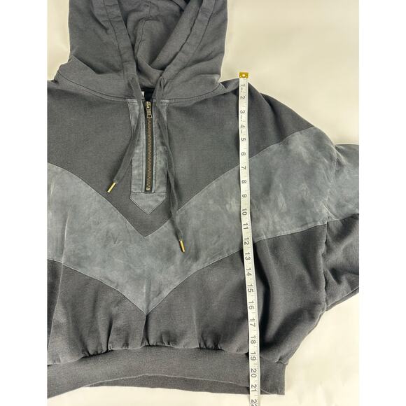 Pink Victoria's Secret Size Medium Two-tone Gray Cropped Hoodie Baggy Loose Fit - Picture 9 of 9